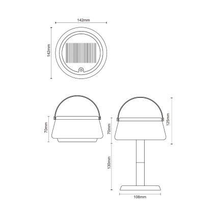 Zuma Line - LED Dimbaar zonne- oplaadbaar tafellamp LED/2,2W/2000 mAh IP44 zwart