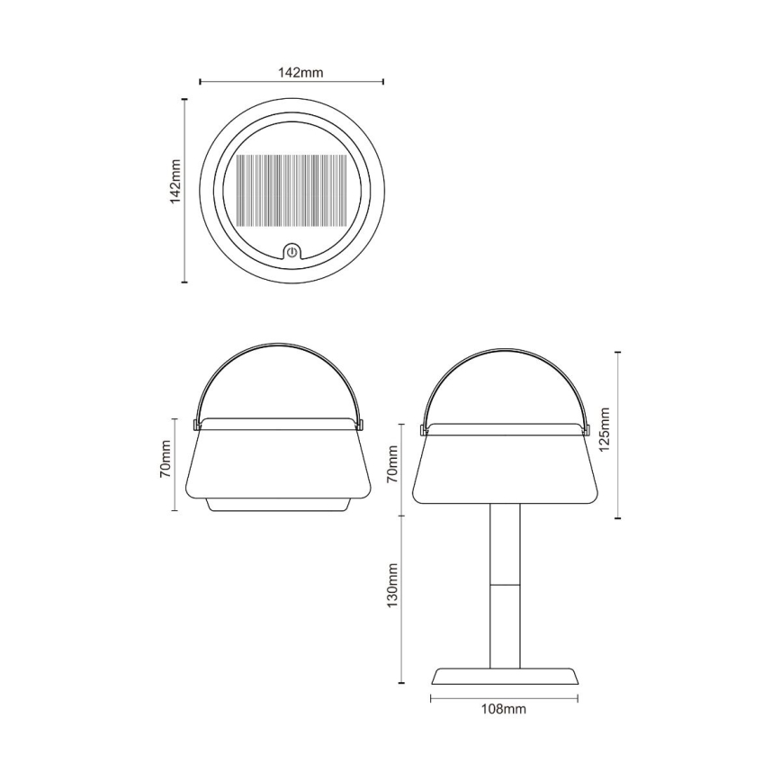 Zuma Line - LED Dimbaar zonne- oplaadbaar tafellamp LED/2,2W/2000 mAh IP44 zwart