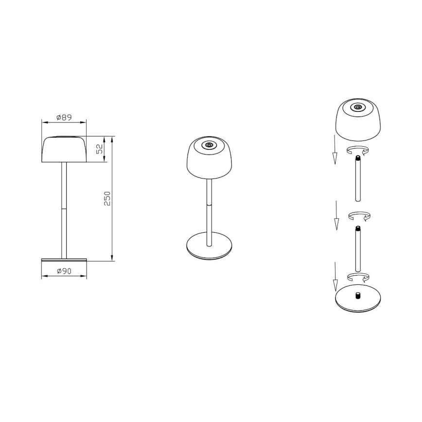 Zuma Line - LED Dimbare oplaadbare tafellamp LED/2W/1200 mAh IP44 groen