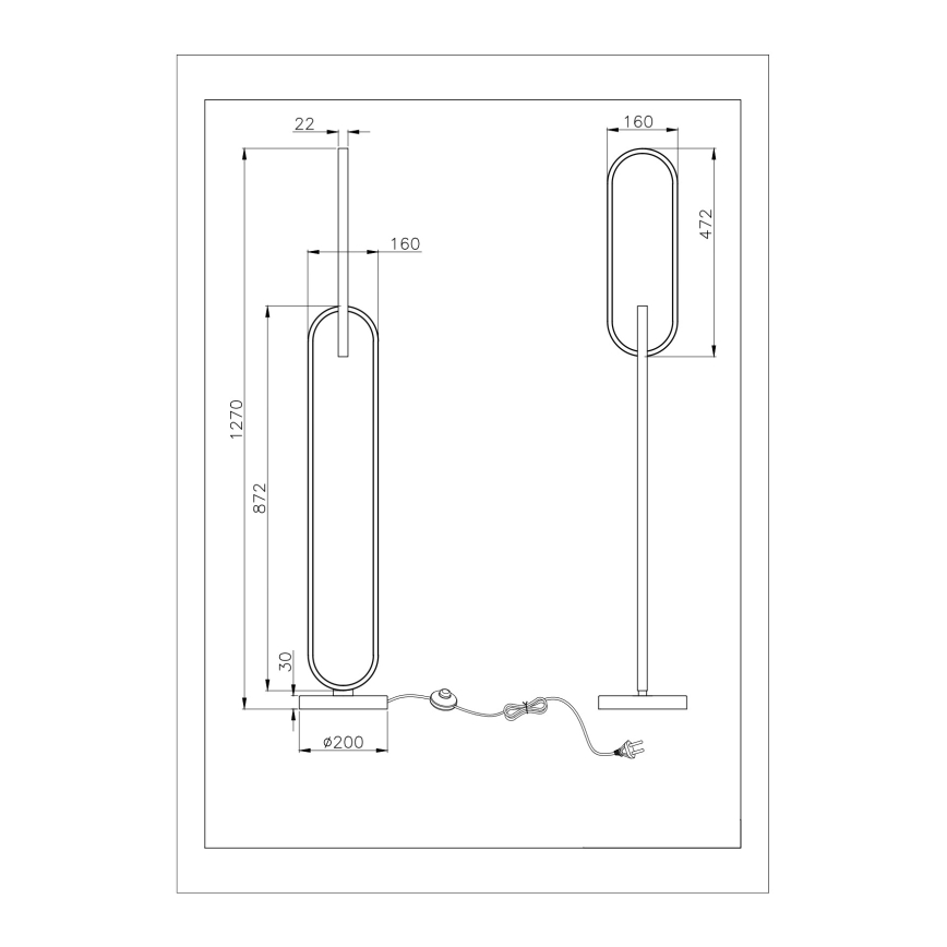 Zuma Line - LED vloerlamp 2xLED/36W/230V zwart/goud