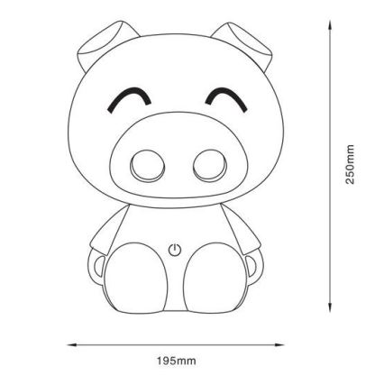 Zuma Line - LED Dimbaar children's aanraken tafellamp LED/3W/230V varken paars
