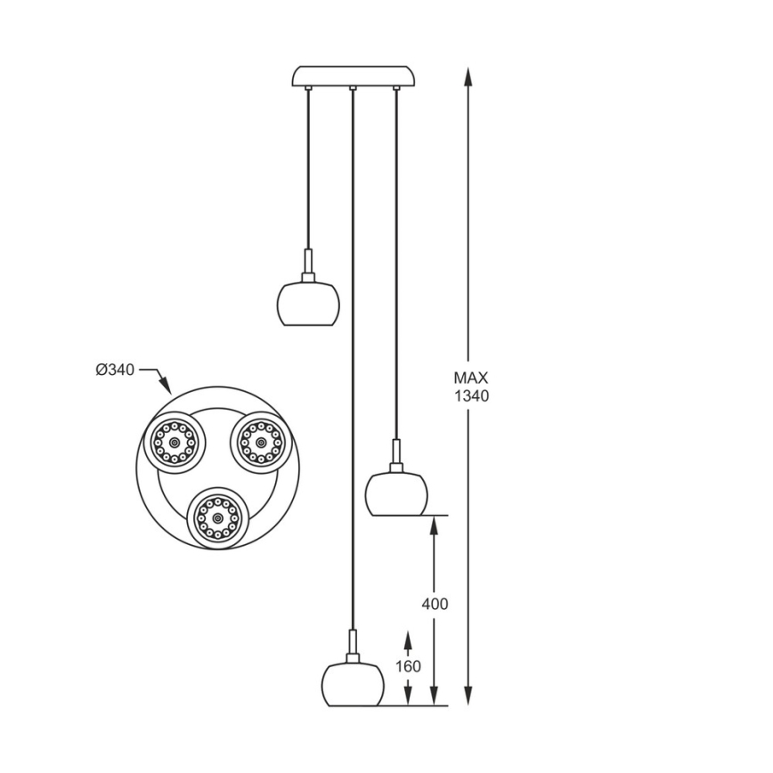 Zuma Line - Kristallen hanglamp aan een koord CRYSTAL 3x G9 / 42W / 230V