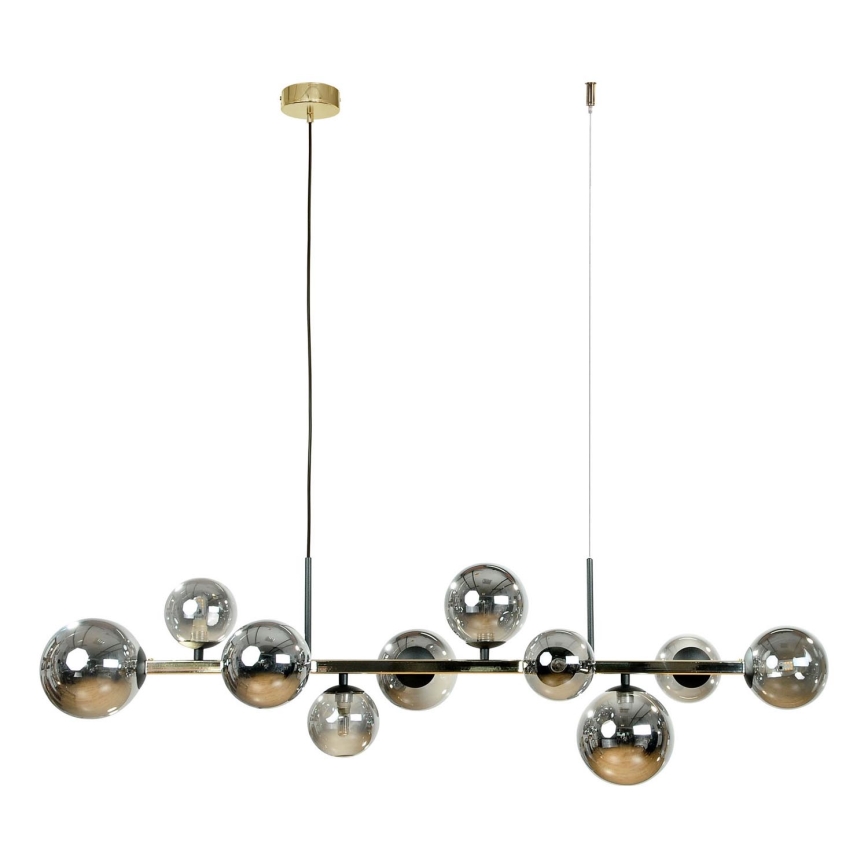 Zuma Line - Kroonluchter aan kabel 10xG9/8W/230V goud/rookzwart