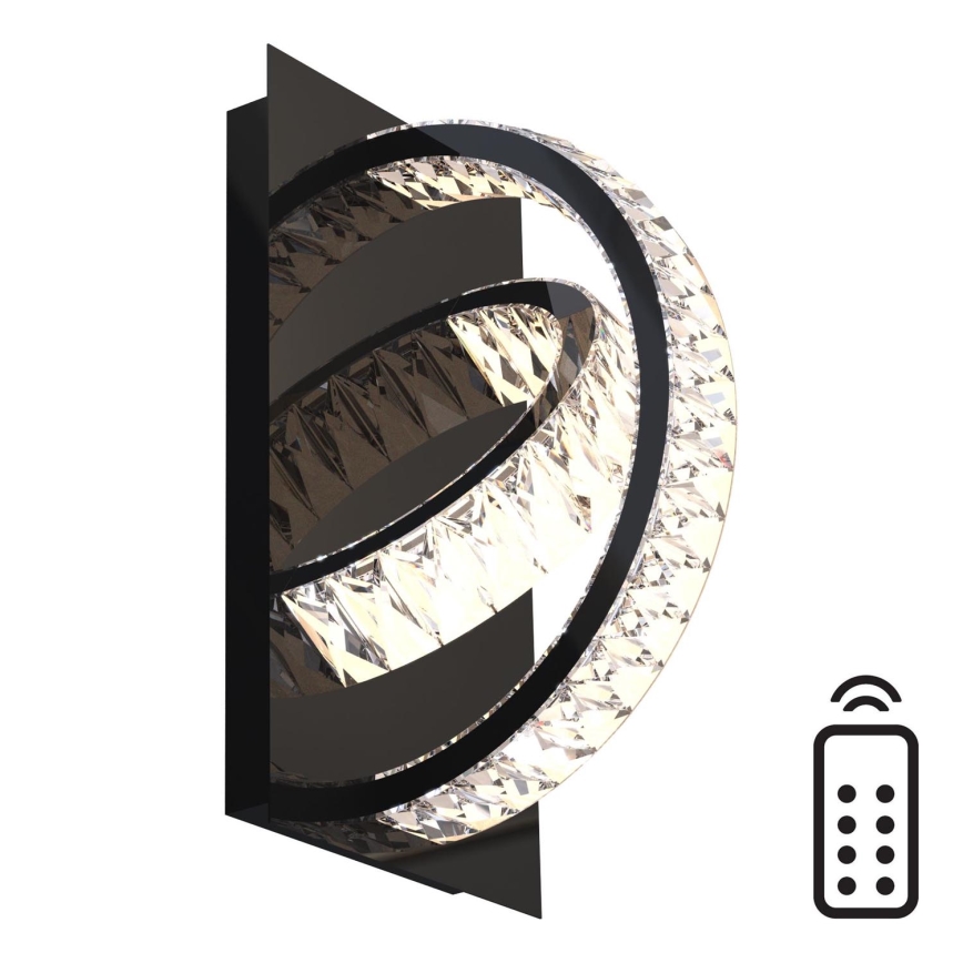 Zuma Line - LED Dimbaar kristal wandlamp LED/18W/230V 2700-6000K zwart + afstandsbediening