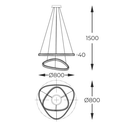 Zuma Line - LED dimbare kristallen hanglamp aan kabel LED/36W/230V 2700-6000K + afstandsbediening