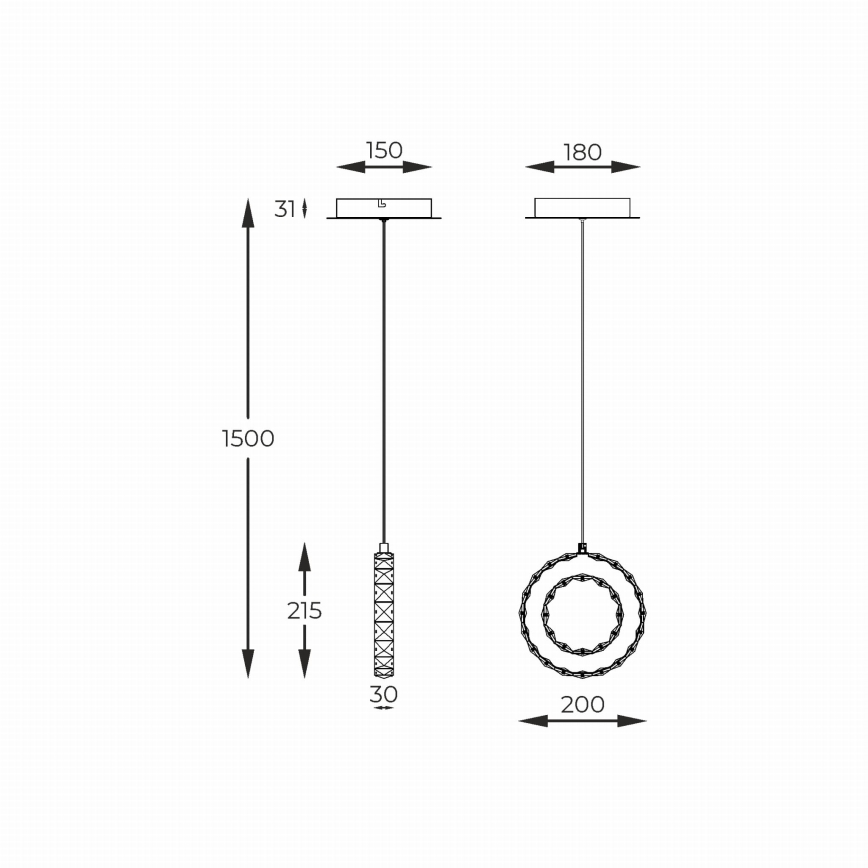 Zuma Line - Dimbare LED-hanglamp aan kabel LED/10W/230V goud