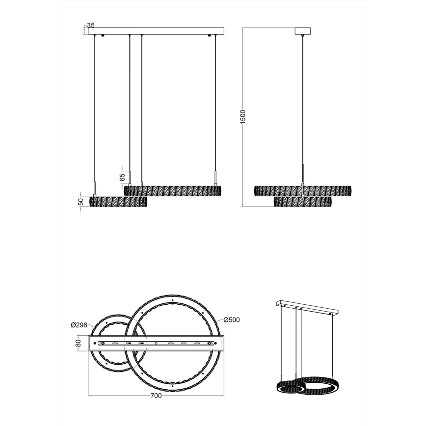 Zuma Line - LED-kroonluchter aan kabel LED/36W/230V roségoud
