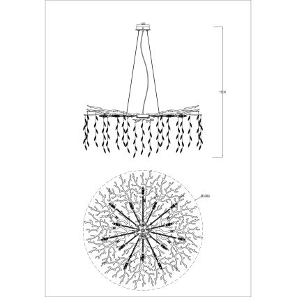 Zuma Line - Kroonluchter aan kabel 14xG9/3,5W/230V pr. 100 cm goud