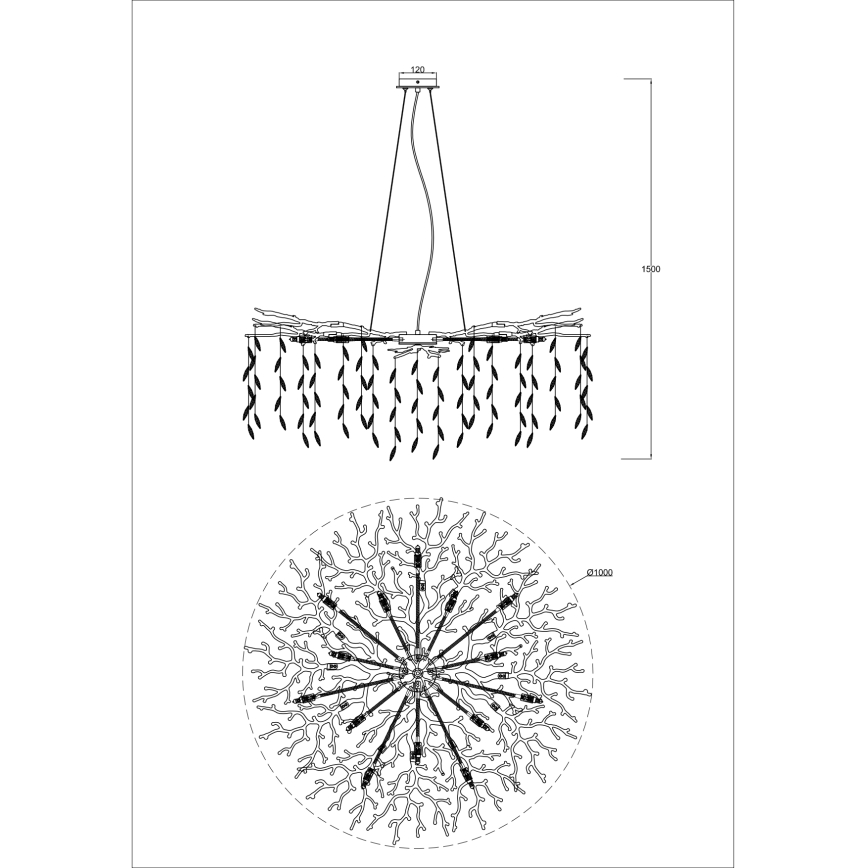 Zuma Line - Kroonluchter aan kabel 14xG9/3,5W/230V pr. 100 cm goud