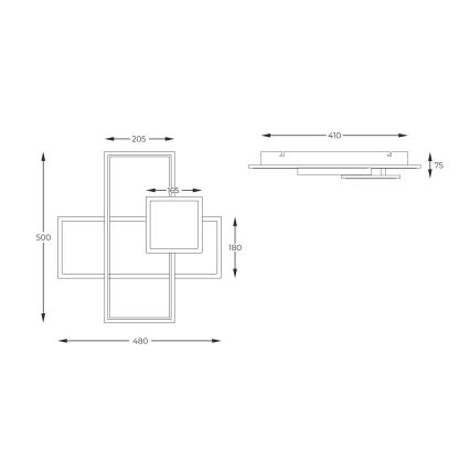 Zuma Line - Dimbare LED Plafondlamp LED/46W/230V zwart