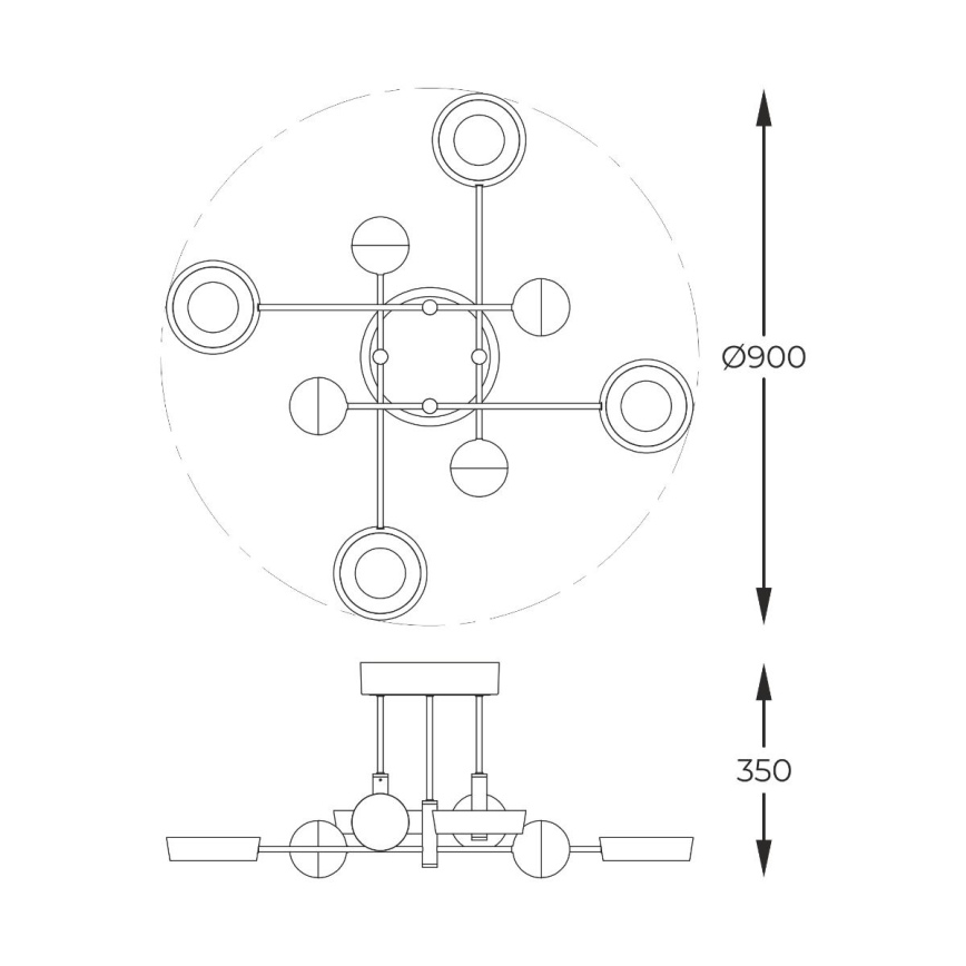 Zuma Line - dimbare LED-opbouwplafondlamp LED/60W/230V goud/zwart