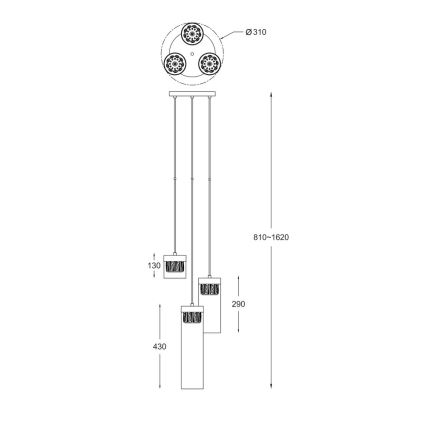 Zuma Line - Kristallen Hanglamp aan een koord 3xG9/28W/230V