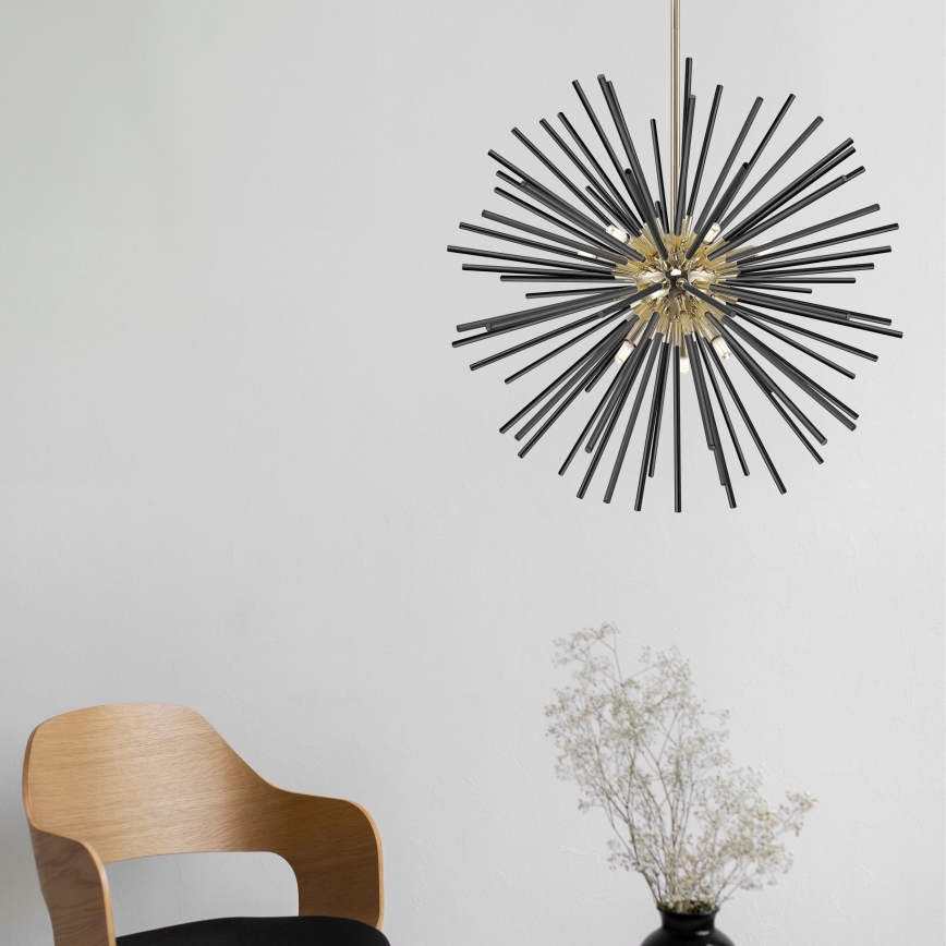 Zuma Line - Hanglamp met vaste pendel 9xG9/42W/230V goud/zwart