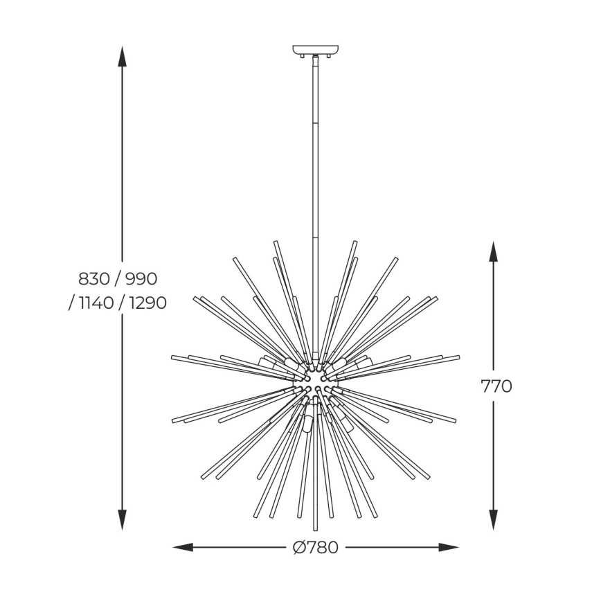 Zuma Line - Hanglamp met vaste pendel 9xG9/42W/230V goud/zwart