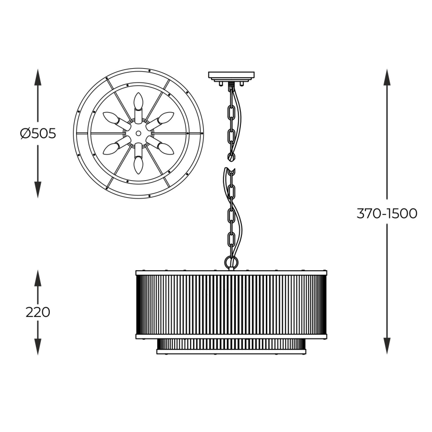 Zuma Line - Hanglamp aan een ketting 6xE14/60W/230V goud