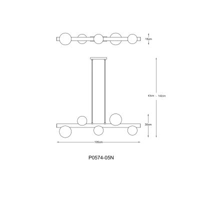 Zuma Line - Hanglamp aan kabel, 5x G9/33W/230V, zwart