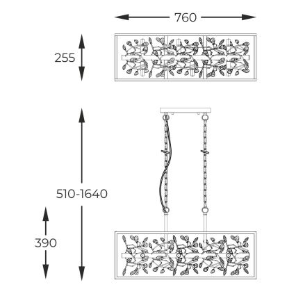 Zuma Line - Kristallen hanglamp aan een ketting 6xG9/33W/230V zwart/goud