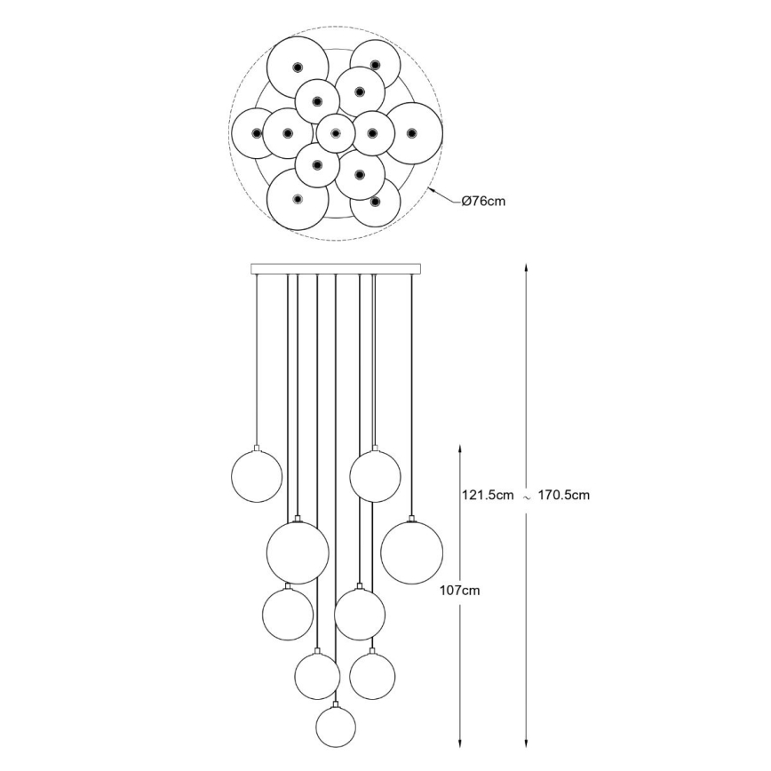 Zuma Line - Hanglamp aan kabel, 13×G9/2W/230V, goud