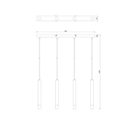 Zuma Line - Hanglamp aan kabel 4xG9/5W/230V goudkleurig