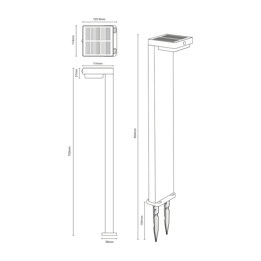 Zuma Line - LED Solar lamp met bewegings- en schemersensor LED/4,5W/2000 mAh IP44 zwart