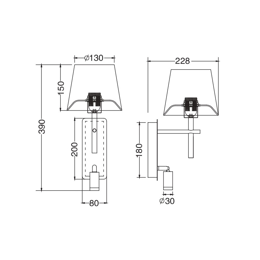Zuma Line - LED Wandlamp 1xE27/40W/230V + LED/2,5W zwart/wit