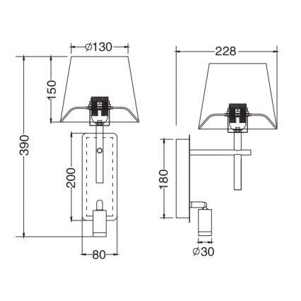 Zuma Line - LED-wandlamp 1xE27/40W/230V + LED/2,5W mat chroom/wit