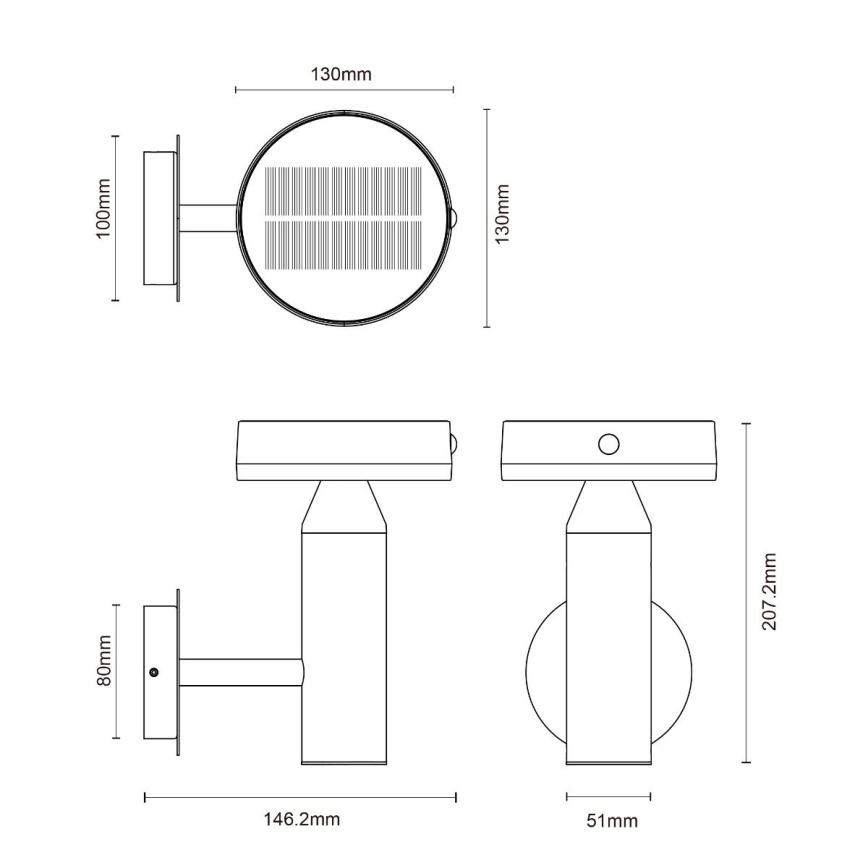 Zuma Line - LED zonne-wandlamp met bewegings- en schemersensor LED/4,5W/2000 mAh IP44 zwart