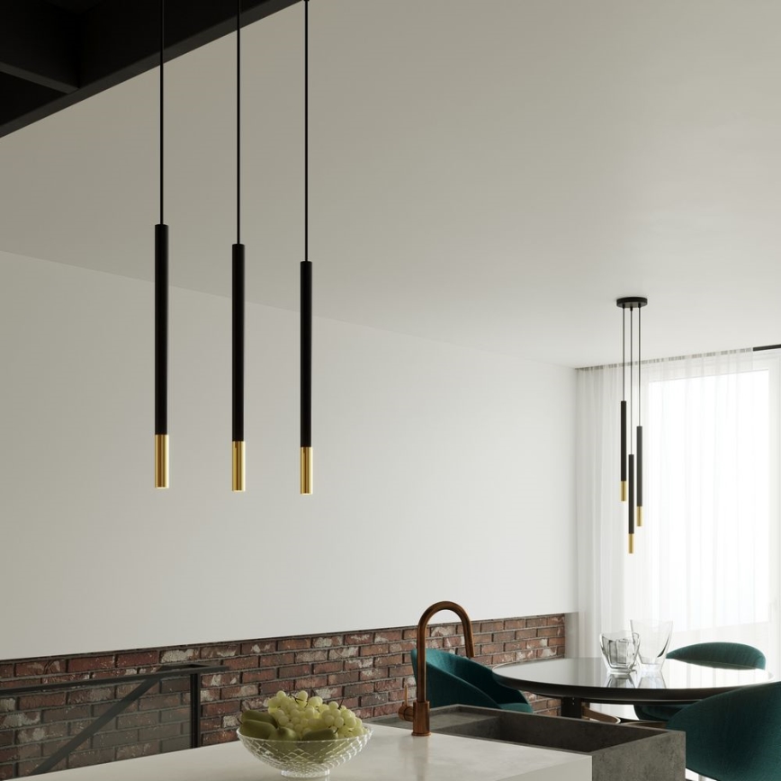 Zwart/Gouden kroonluchter aan koord MOSAIC 1x G9 / 12W / 230V