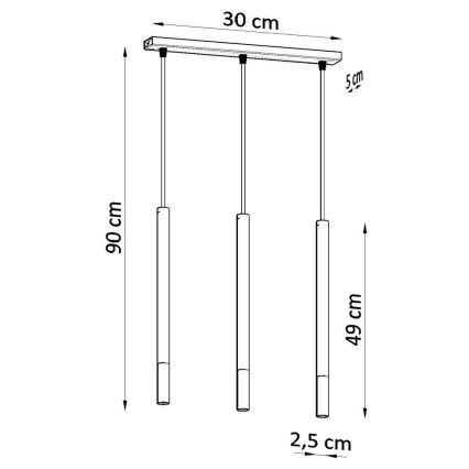 Zwart/Koperen kroonluchter aan koord MOSAIC 3x G9 / 12W / 230V