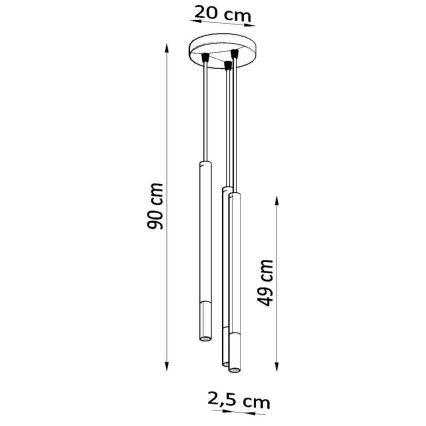 Zwart/Koperen kroonluchter aan koord MOSAIC 3x G9 / 12W / 230V