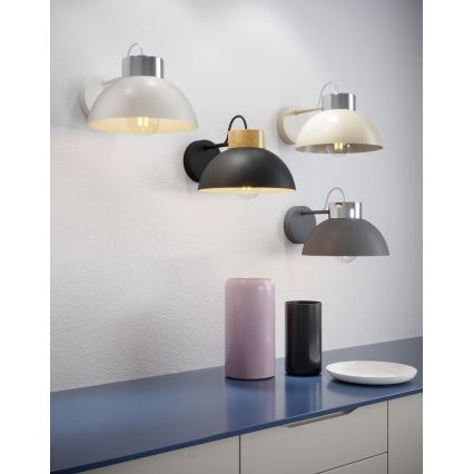 Zwart Koperen Wandlamp TEDI 1x E27 / 60W / 230V