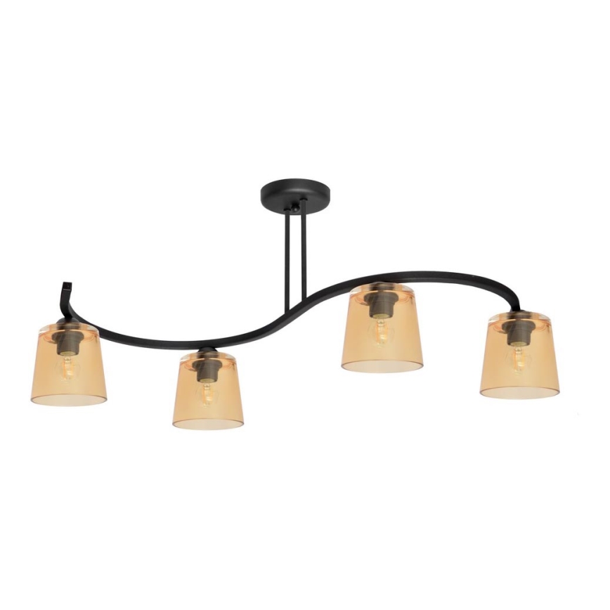 Zwart Oranje Opbouw plafondlamp LUCEA 4x E27 / 15W / 230V