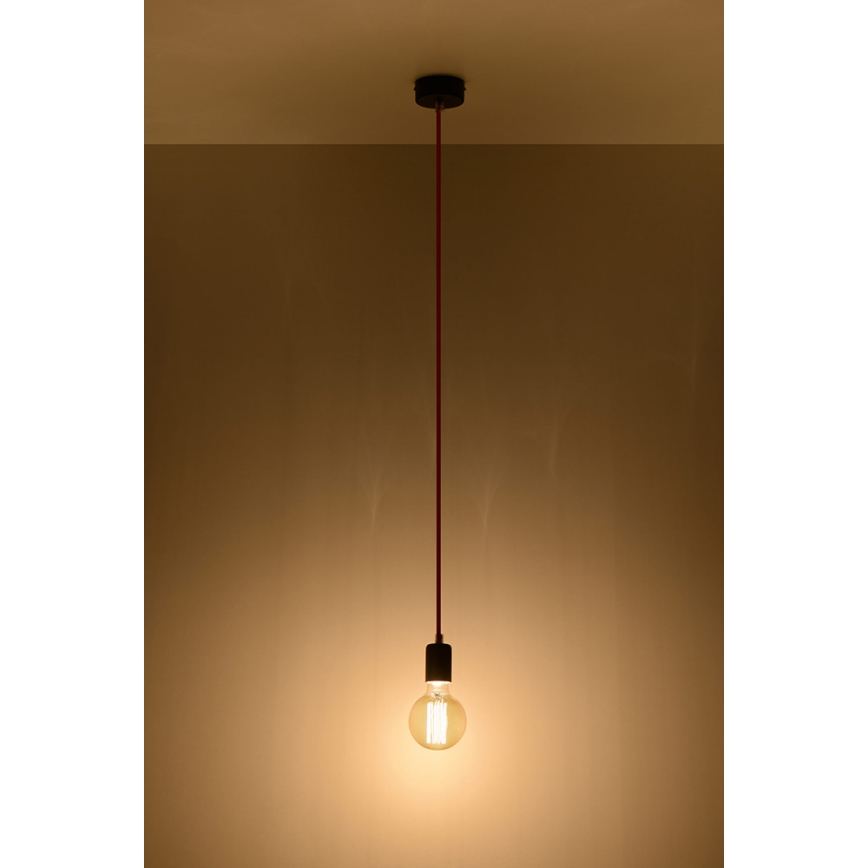 Zwart Rode Hanglamp aan koord EDISON 1x E27 / 60W / 230V