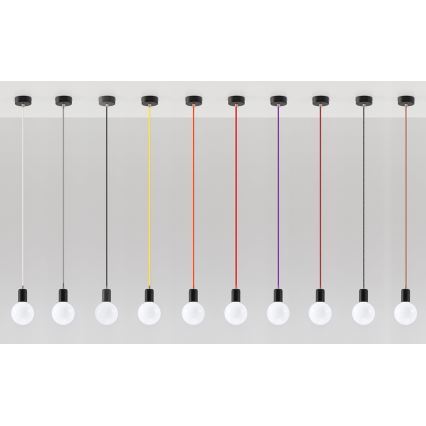 Zwart Rode Hanglamp aan koord EDISON 1x E27 / 60W / 230V