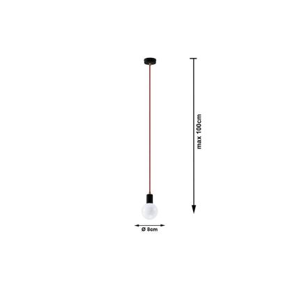 Zwart Rode Hanglamp aan koord EDISON 1x E27 / 60W / 230V