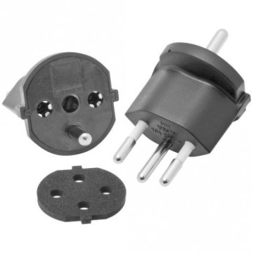 Zwart SCHUKO/J 230V IP44 Fixadapter voor Zwitserland