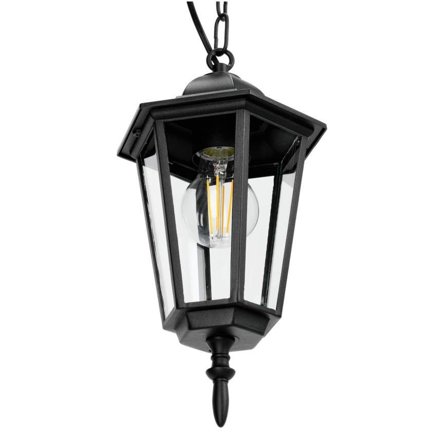 Zwarte Buiten Hanglamp aan ketting 1x E27 / 60W / 230V