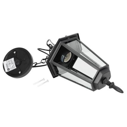 Zwarte Buiten Hanglamp aan ketting 1x E27 / 60W / 230V