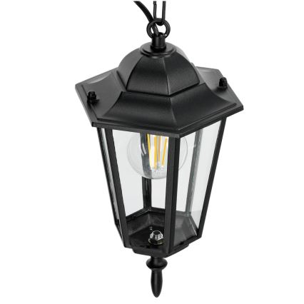 Zwarte Buiten Hanglamp aan ketting 1x E27 / 60W / 230V
