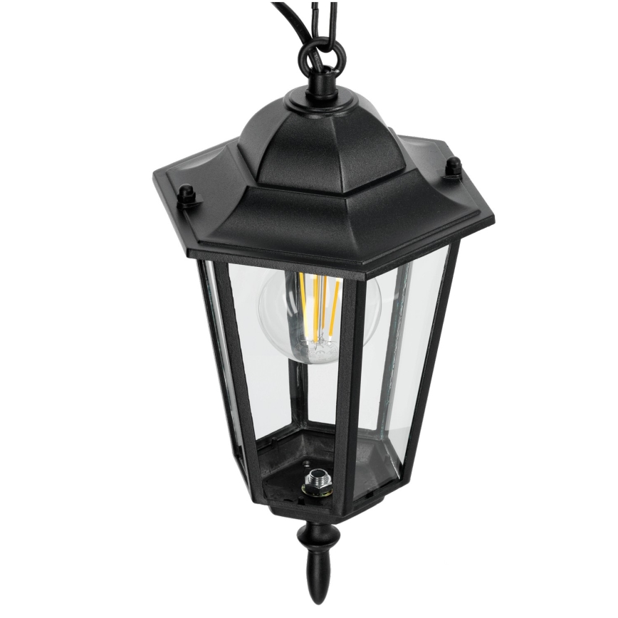 Zwarte Buiten Hanglamp aan ketting 1x E27 / 60W / 230V