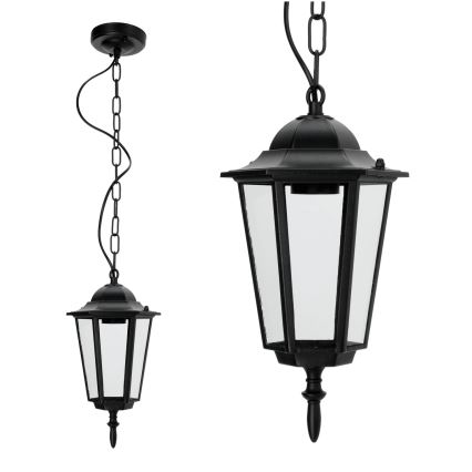 Zwarte Buiten Hanglamp aan ketting 1x E27 / 60W / 230V