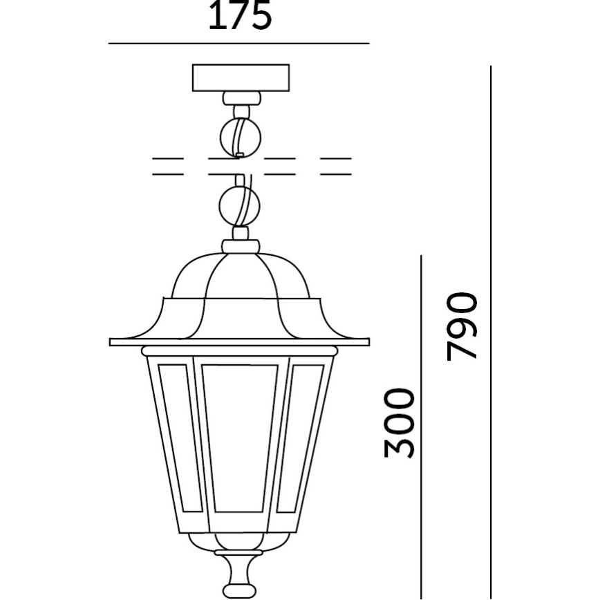 Zwarte Buiten Hanglamp aan ketting 1x E27 / 60W / 230V