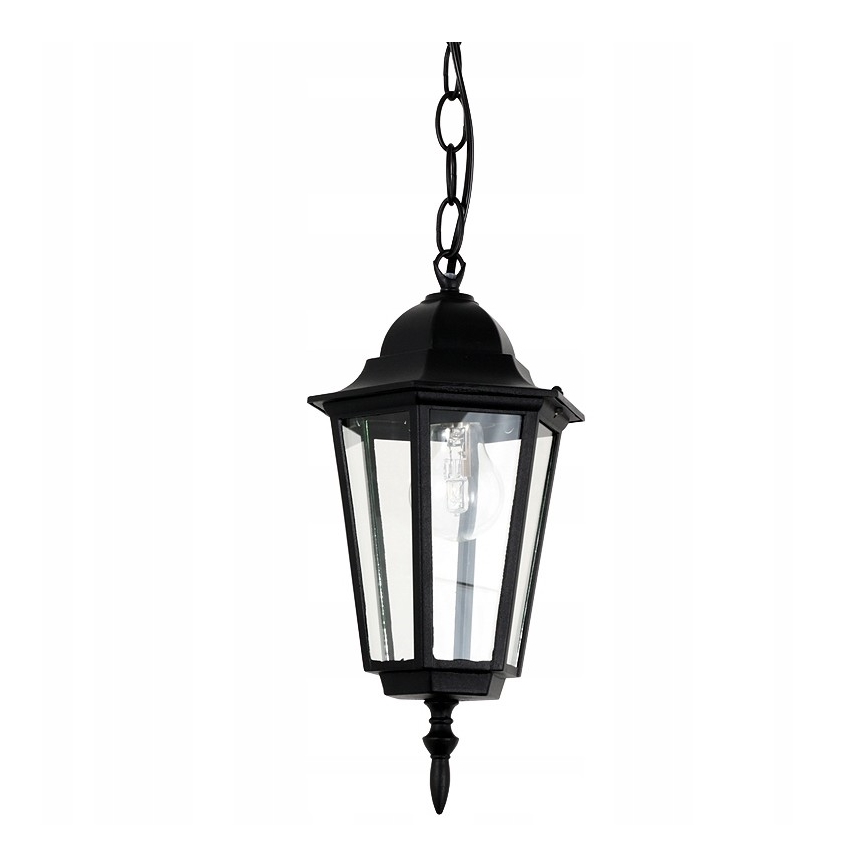 Zwarte Buiten Hanglamp aan ketting 1x E27 / 60W / 230V