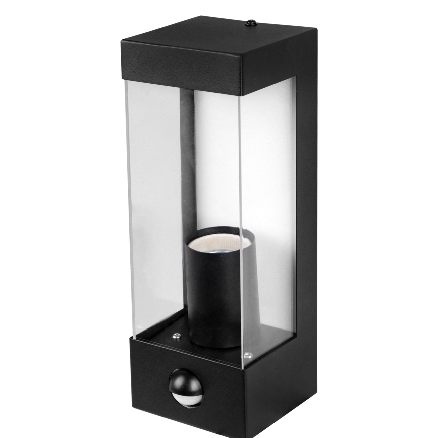 Buitenwandlamp met bewegings- en schemersensor 1xE27/15W/230V IP44 zwart