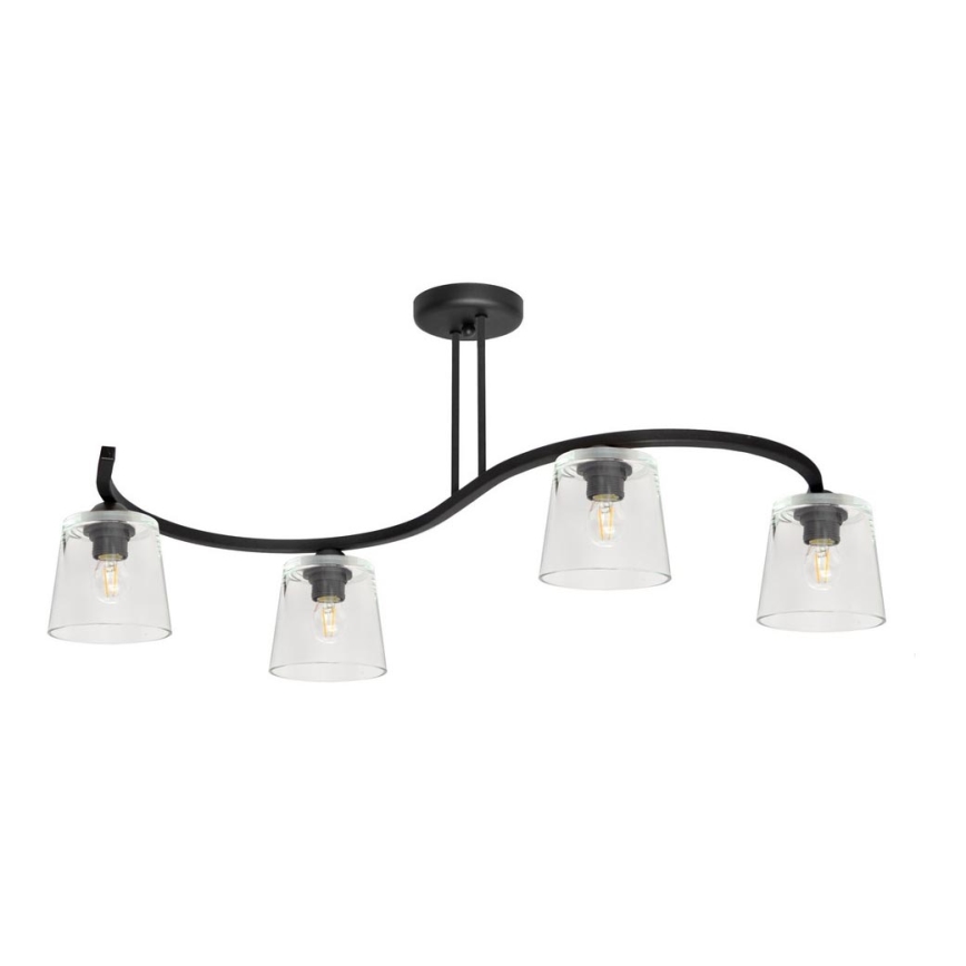 Zwarte Doorzichte Opbouw plafondlamp LUCEA 4x E27 / 15W / 230V