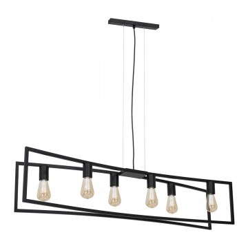 Zwarte Eettafel Hanglamp TUNJA 6x E27 / 60W / 230V