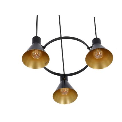 Zwarte Hanglamp aan koord MORE 3x E27 / 40W / 230V