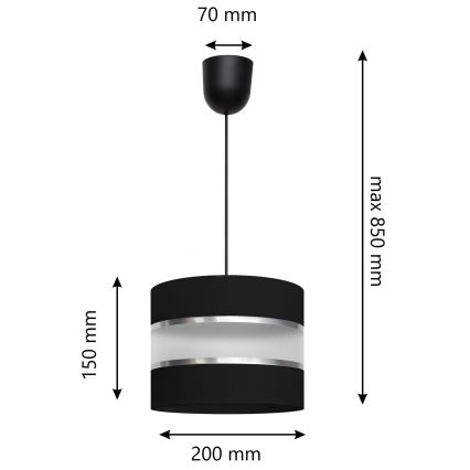Zwarte Hanglamp HELEN 1x E27 / 15W / 230V
