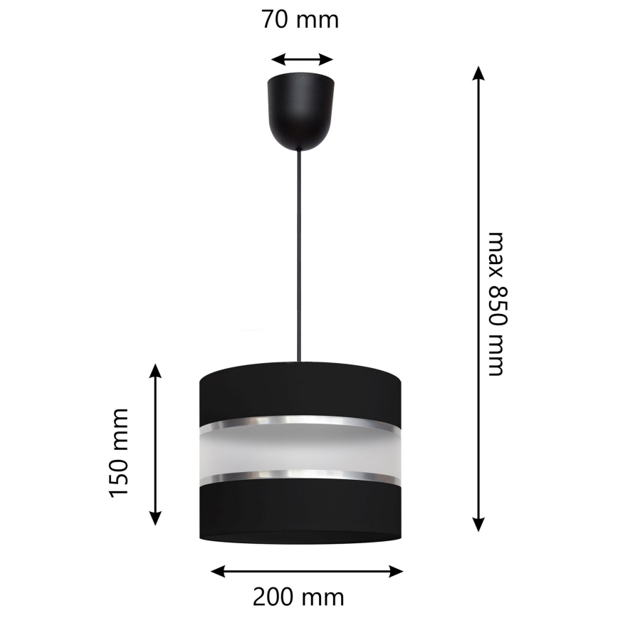 Zwarte Hanglamp HELEN 1x E27 / 15W / 230V