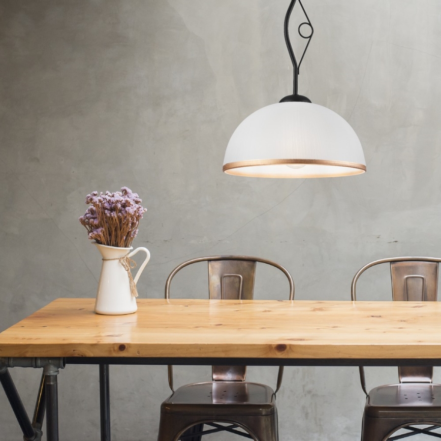 Zwarte Hanglamp met vaste hanger RETRO 1x E27 / 60W / 230V